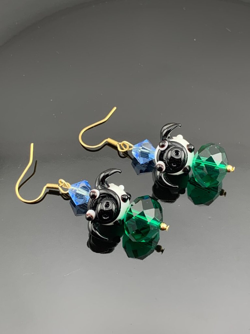 SHEEP Adorable Lampwork Czech Glass Beads Animal Farm Handcrafted Earrings LR215